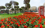 Fototapeta Niebo - Flowers arrangement and roundabouts 