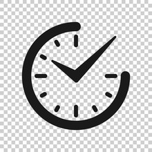 Real Time Icon In Transparent Style. Clock Vector Illustration On Isolated Background. Watch Business Concept.