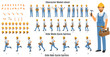 HandymanCharacter Model sheet with Walk cycle and Run cycle Animation Sequence 