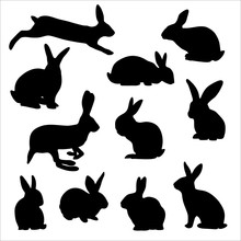 Silhouettes Of Easter Rabbits