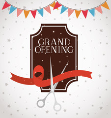 Wall Mural - grand opening frame with scissorscuting ribbon and garlands