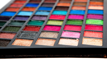 multicolored make up palette, close up shot