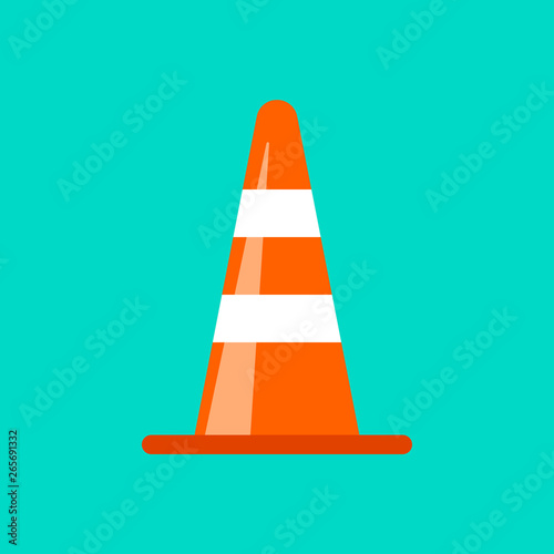 Fotografía Traffic cone danger attention transportation boundary red control traffic vector icon
