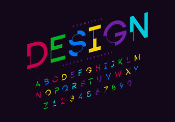 Poster - Futuristic geometric font with numbers. Eps10 vector.