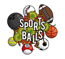 Canvas Print - Sports balls equipment vibrant card