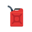 © GOLDMAN - Jerry can red canister diesel handle flat cap jug vector icon. Produce machine gallon fuel. Car cantainer motor oil