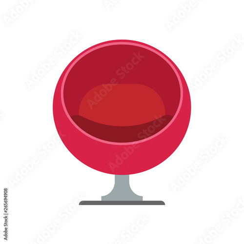 Egg Chair Red Furniture Design Interior Illustration Armchair