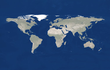Fototapete - Geographic lands and seas. Terrain map from satelite view. Big size physical world map illustration. Primary source, elements of this image furnished by NASA.