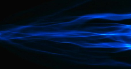 Wall Mural - abstract lines movement digital glitter sparkles blue particles with circle shape flowing on blue background, new technology energy concept