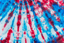 Red White And Blue Tie Dye Fabric Sunray Pattern