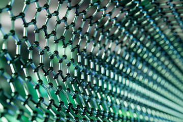 Graphene molecular nano technology structure on a green background - 3d rendering