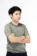 © sirikorn - Young Asian boy over white background, be upset; have a bad temper emotional.