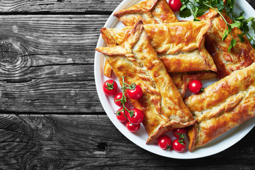 Wall Mural - Chicken and baje sauce Stuffed Puff Pastry Borek