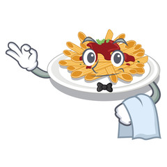 Wall Mural - Waiter pasta in the a mascot shape