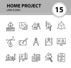 Wall Mural - Home project line icon set