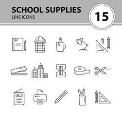 Poster - School supplies icon set