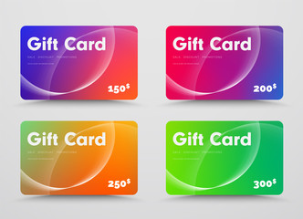 Poster - Modern design gift cards with mixed gradients and intersecting circles of lines.
