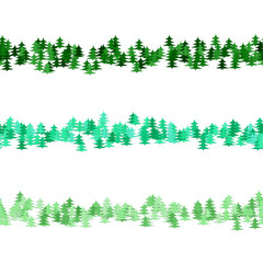 Poster - Seamless green pine tree pattern paragraph divider line set