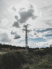 Wall Mural - high-voltage tower in the middle of the field