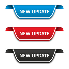 Poster - New update tag label set. Attention ribbon badge. Vector illustration