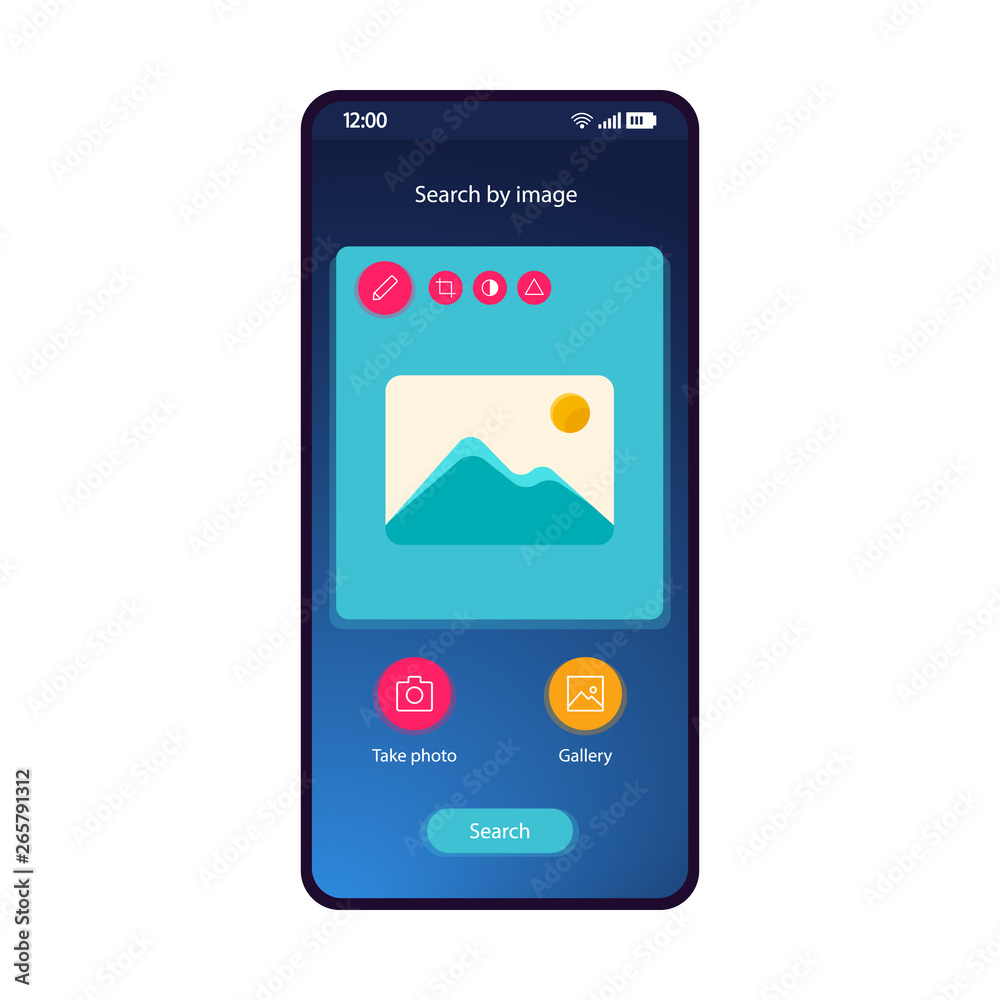 Search by image app smartphone interface vector template Stock Vector ...