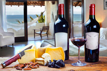 Wall Mural - Red wine with cheese