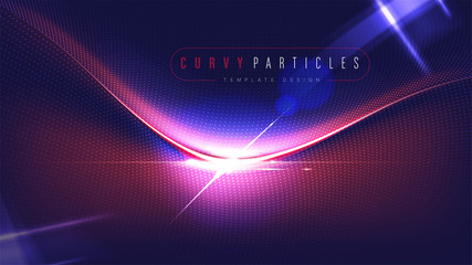 Poster - The background template of curvy particle movement in vector.  It is suitable for being as a template, landing page in science or technology related theme.