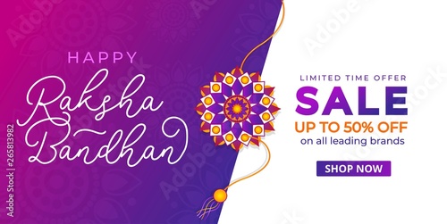 Fotomural Happy Raksha Bandhan sale banner design template