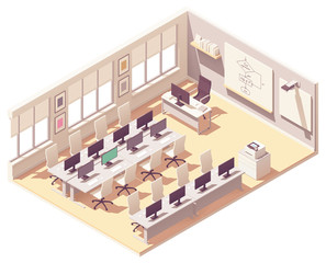 Wall Mural - Vector isometric computer lab classroom