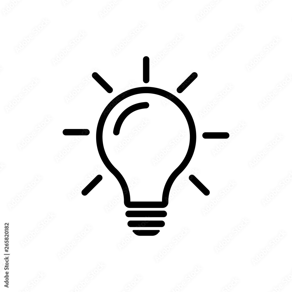 Bulb light vector icon. Lighting Electric lamp. Electricity, shine. Light Bulb icon vector - obrazy, fototapety, plakaty 