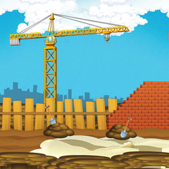 cartoon scene of construction site for different usage illustration for children