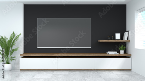 Modern Tv Wood Cabinet Shelf In Empty Room Interior Background 3d