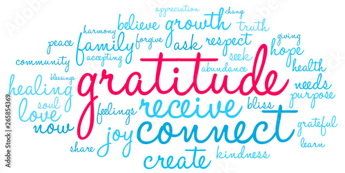 Fotografie, Obraz Gratitude Word Cloud on a white background.