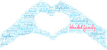 Blended Family Word Cloud On A White Background. 