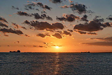 Poster - View of Mediterranean beach sunset in the coast of Almeria, Spain.