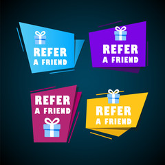 Wall Mural - set of doodle speech bubbles with refer a friend message