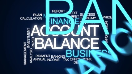 Wall Mural - Account balance animated word cloud. Kinetic typography.