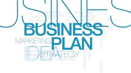 Wall Mural - business plan animated word cloud. kinetic typography.
