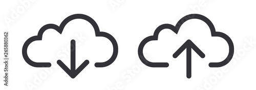 Fotografía Upload download cloud arrow vector line art icon symbol
