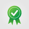 © UA Creative - Checkmark. Green approved star sticker on white background. Vector illustration.