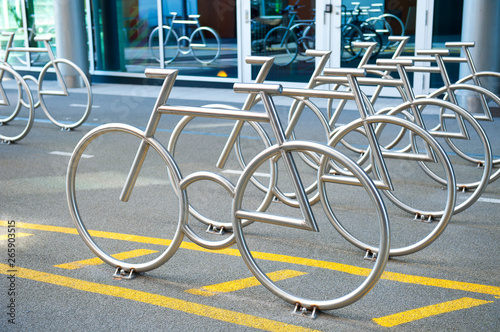Bike Racks at Barcode Project in Oslo, Norway Canvas Print