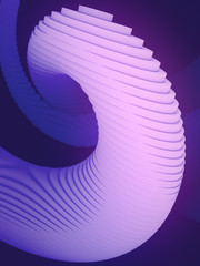 Poster - Striped futuristic pattern surrounded by blue light mist. Computer generated geometric shape. 3d render illustration