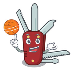 Sticker - With basketball penknife isolated with in the mascot