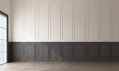 Poster - Modern classical pattern wall decorate and woodern floor. 3d rendering