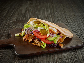 Poster - doner kebab on wooden table