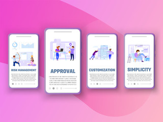 Wall Mural - Onboarding screens concept - setting risk manager simple flat design templates for mobile apps