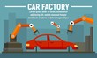 Car factory concept banner. Flat illustration of car factory vector concept banner for web design