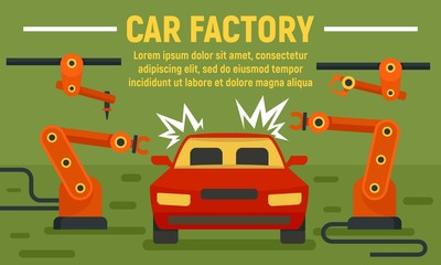 Poster - Car factory welder concept banner. Flat illustration of car factory welder vector concept banner for web design