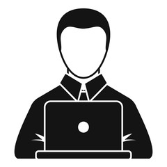 Poster - manager works laptop icon. simple illustration of manager works laptop vector icon for web design is