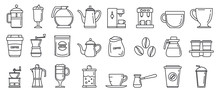 Barista Coffee Icons Set. Outline Set Of Barista Coffee Vector Icons For Web Design Isolated On White Background
